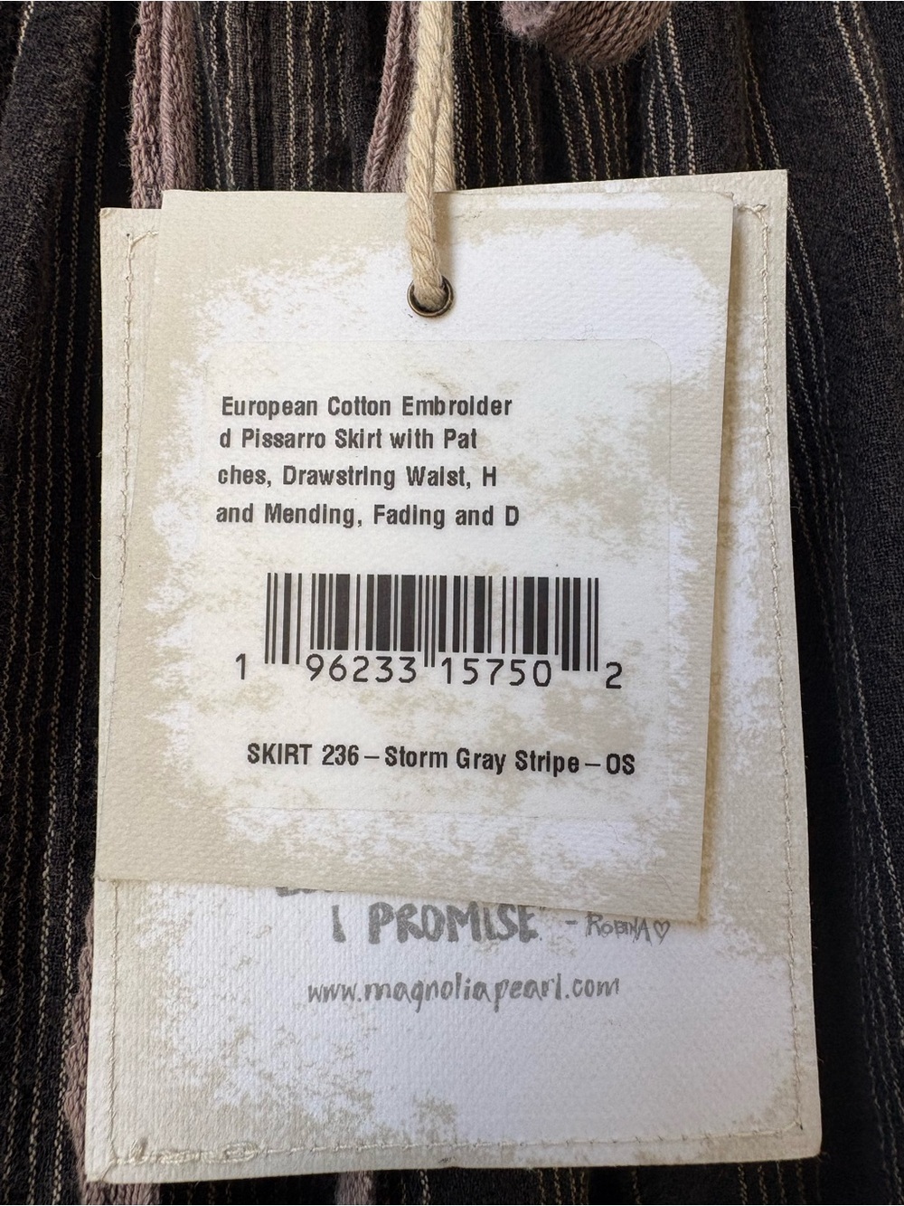 Magnolia Pearl NWT Embroidered Pissarro Skirt in Storm Gray Stripe - Picture 6 of 8